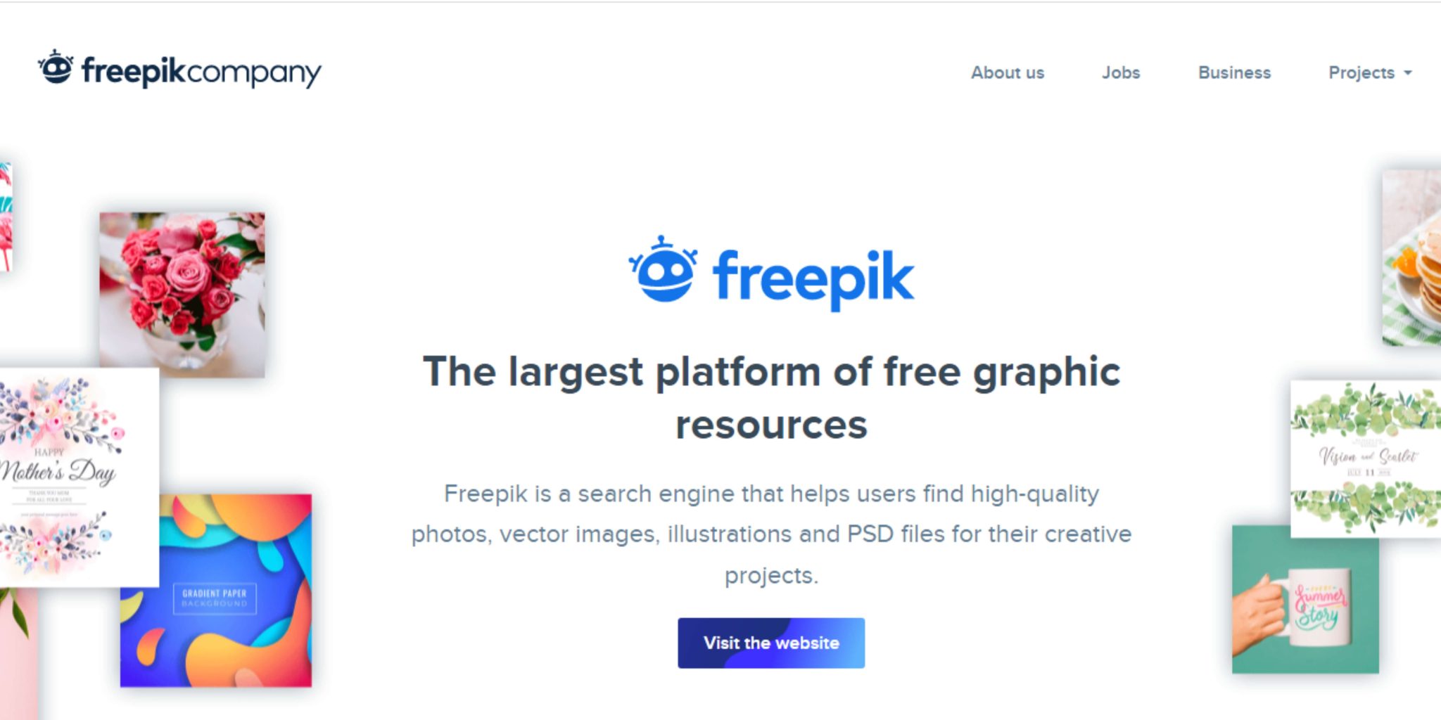 screenshot of freepik, free stock website