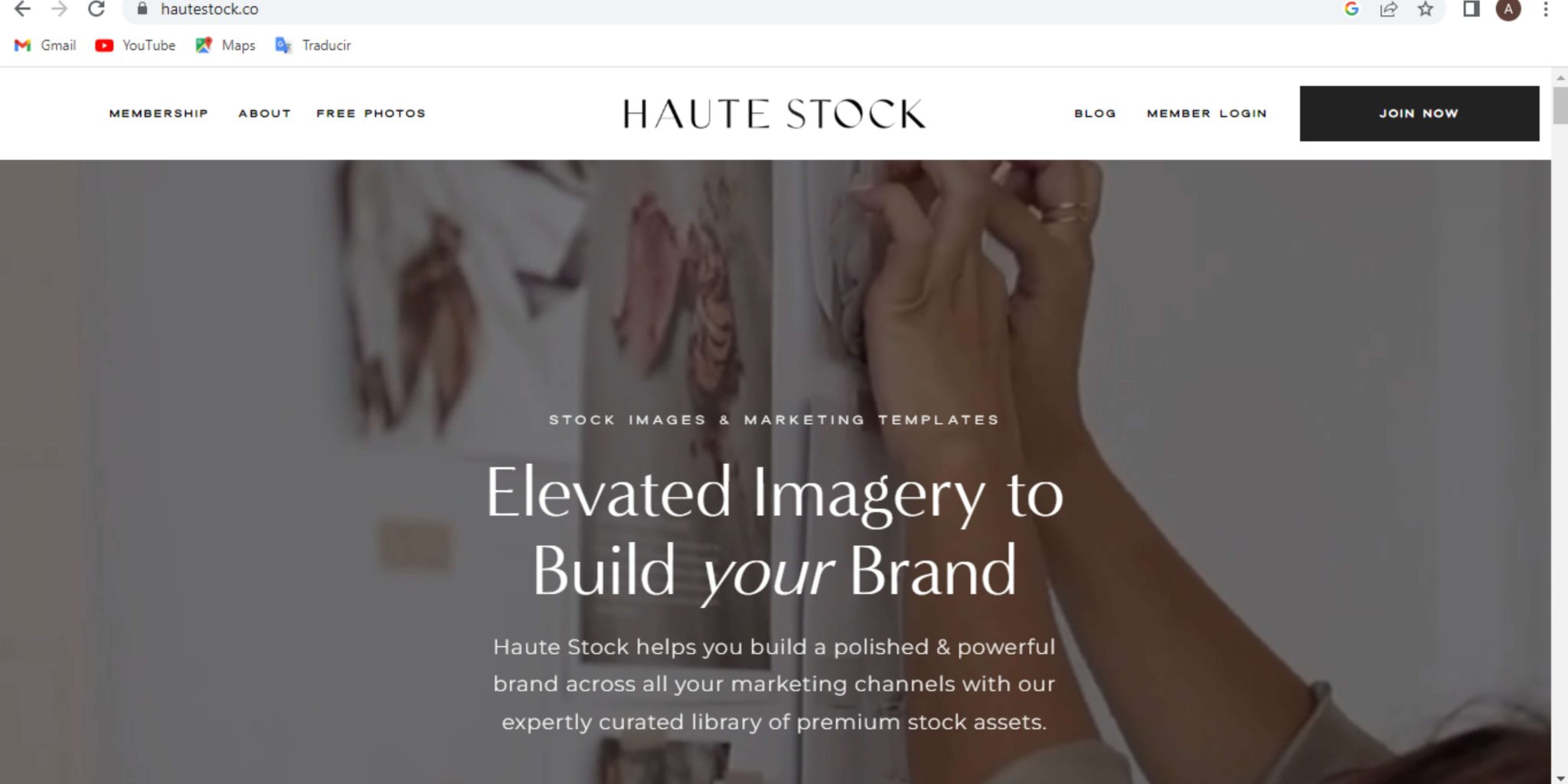 screenshot of Haute Stock, free stock website