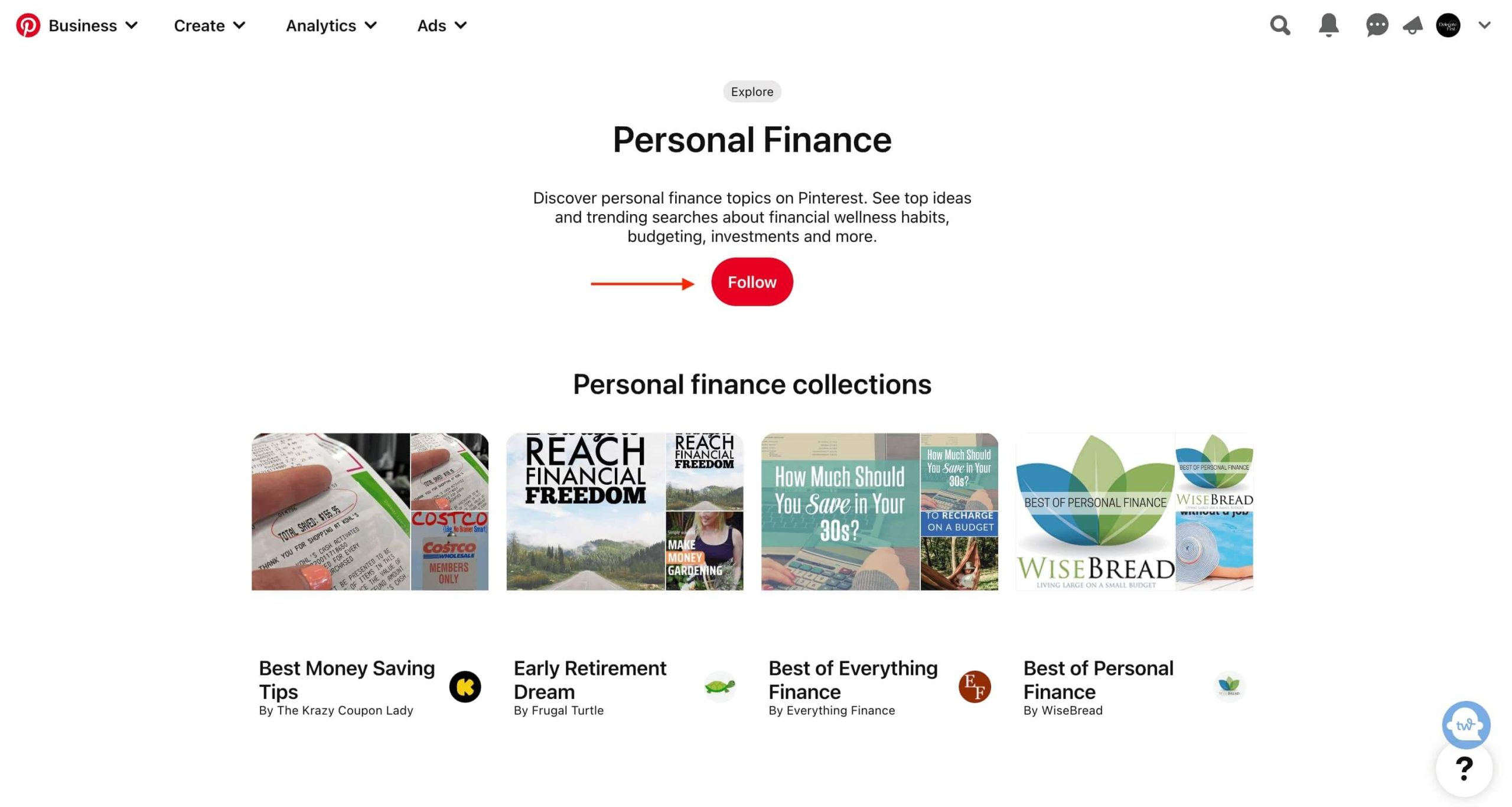 Example of Pinterest ideas for the keyword: personal finance.